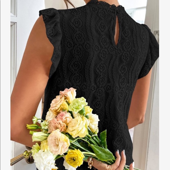 Boho Floral Mesh Lace Butterfly Sleeve Top Blouse Blue - Picture 12 of 14